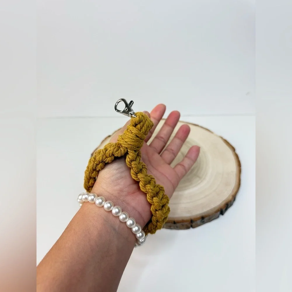 Boho Handcrafted Macrame Wristlet Keychain